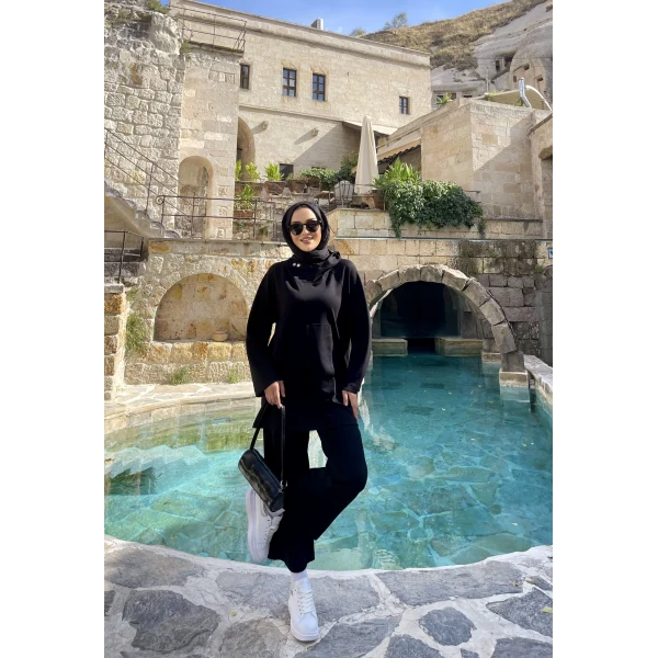 Oslen Kapuşonlu Oysho Takım - Siyah