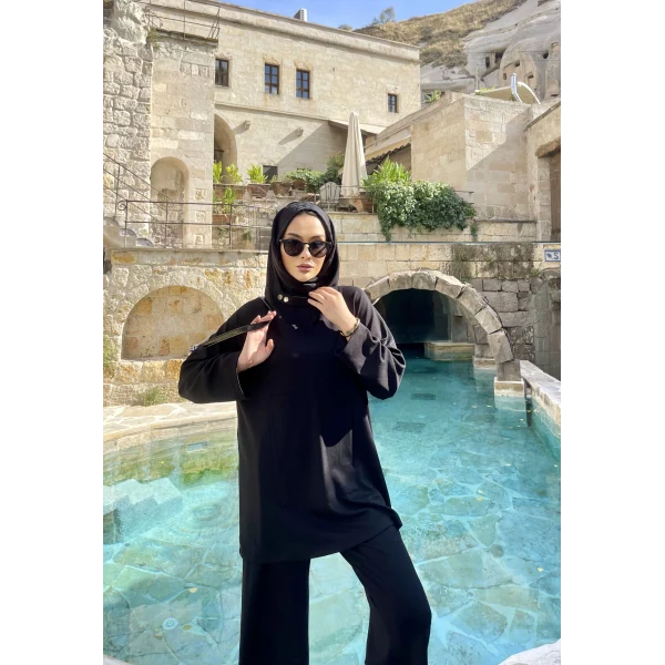 Oslen Kapuşonlu Oysho Takım - Siyah