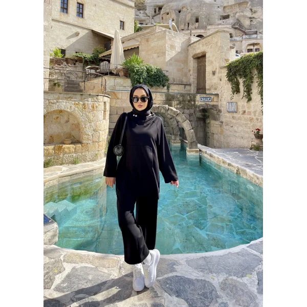 Oslen Kapuşonlu Oysho Takım - Siyah