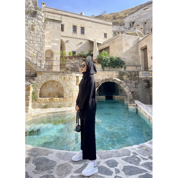 Oslen Kapuşonlu Oysho Takım - Siyah