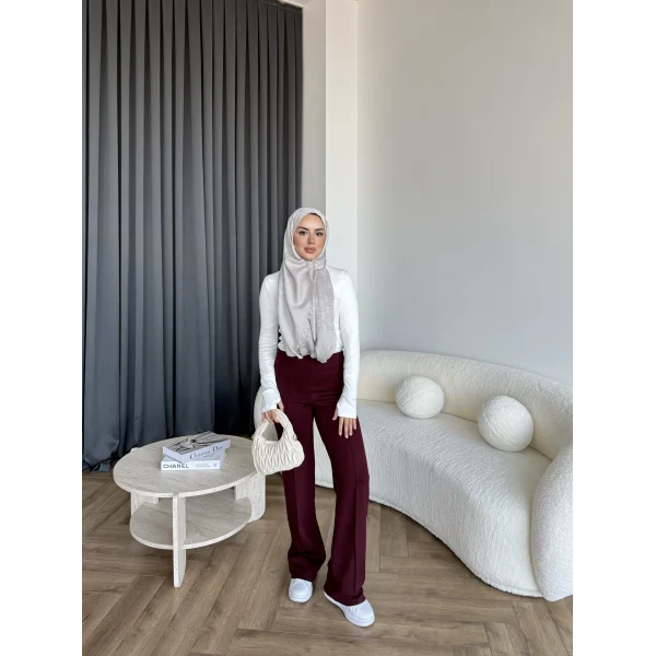 Oysh Kumaş Pantolon - Bordo