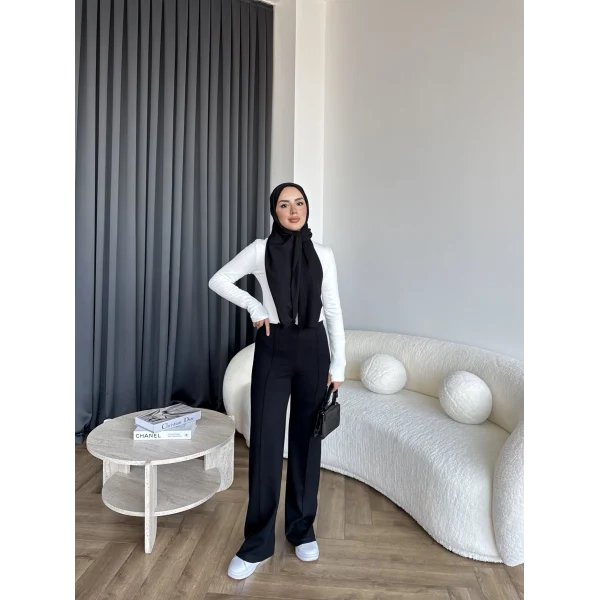 Oysh Kumaş Pantolon - Siyah