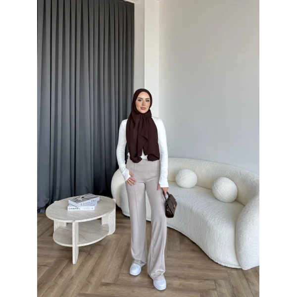 Oysh Kumaş Pantolon - Vizon