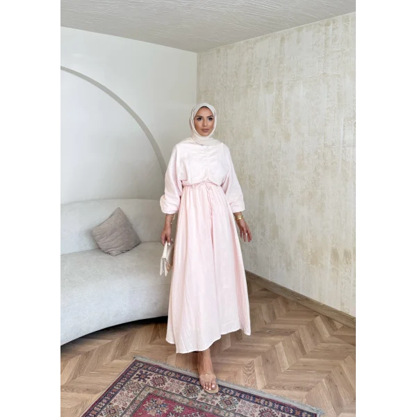 Palüde Müslin Elbise - Pembe