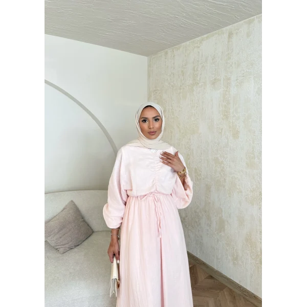 Palüde Müslin Elbise - Pembe