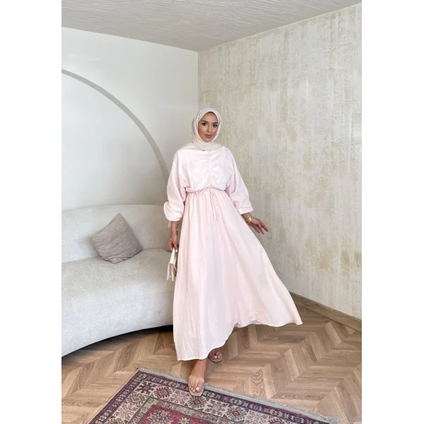 Palüde Müslin Elbise - Pembe