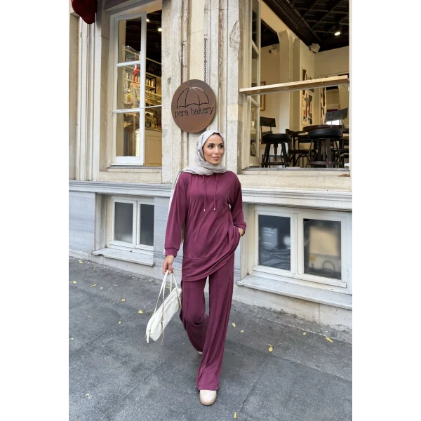 Pamira Kapşonlu Oysh Takım - Bordo