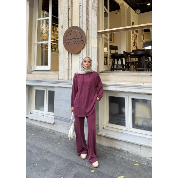 Pamira Kapşonlu Oysh Takım - Bordo