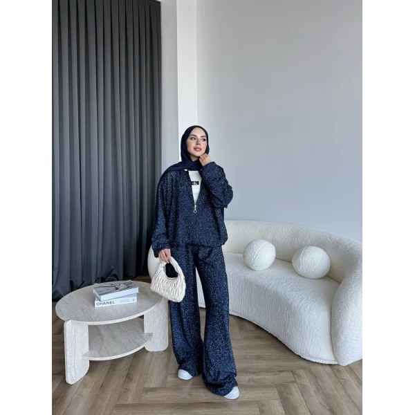 Parıltı Bomber İkili Takım - Lacivert