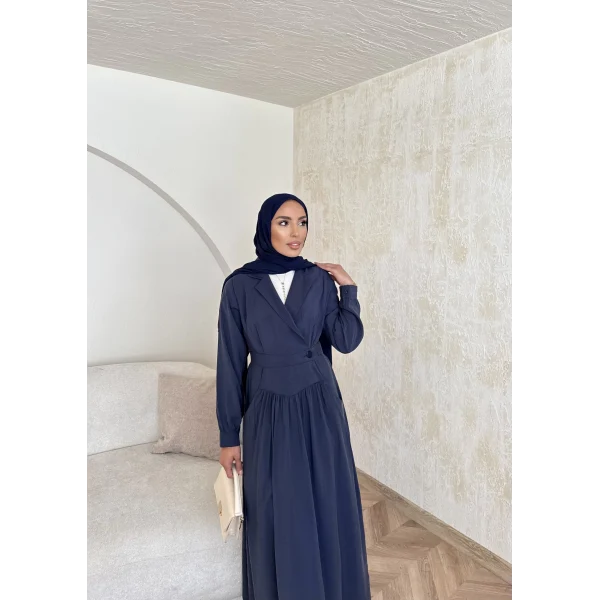 Pera Detaylı Elbise - Lacivert