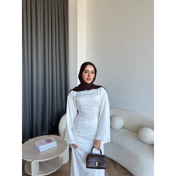 Pln- Aslıhan Saten Elbise - Beyaz