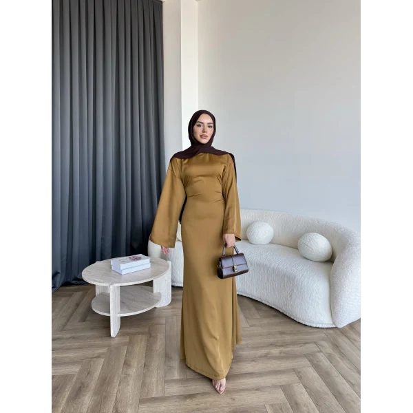 Pln- Aslıhan Saten Elbise - Hardal