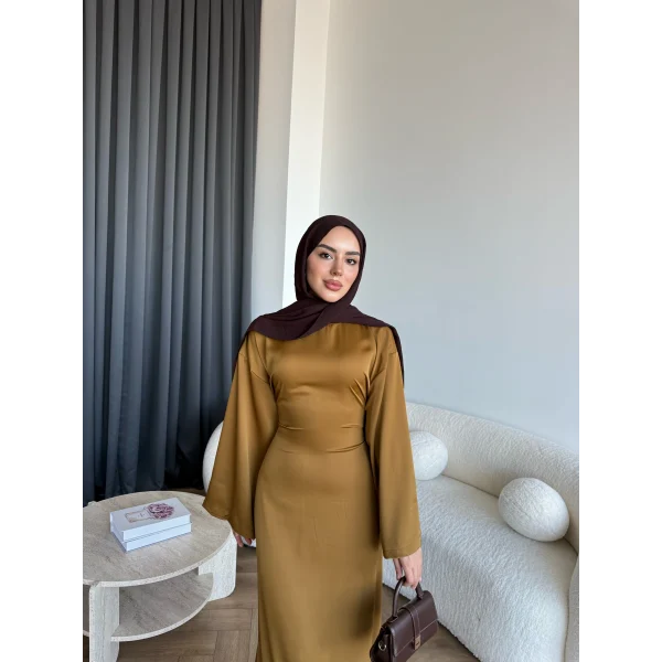 Pln- Aslıhan Saten Elbise - Hardal