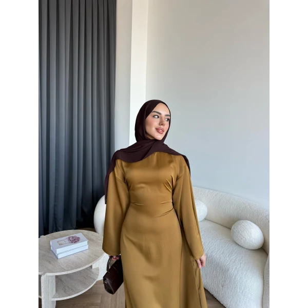 Pln- Aslıhan Saten Elbise - Hardal