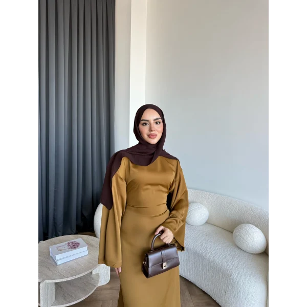 Pln- Aslıhan Saten Elbise - Hardal