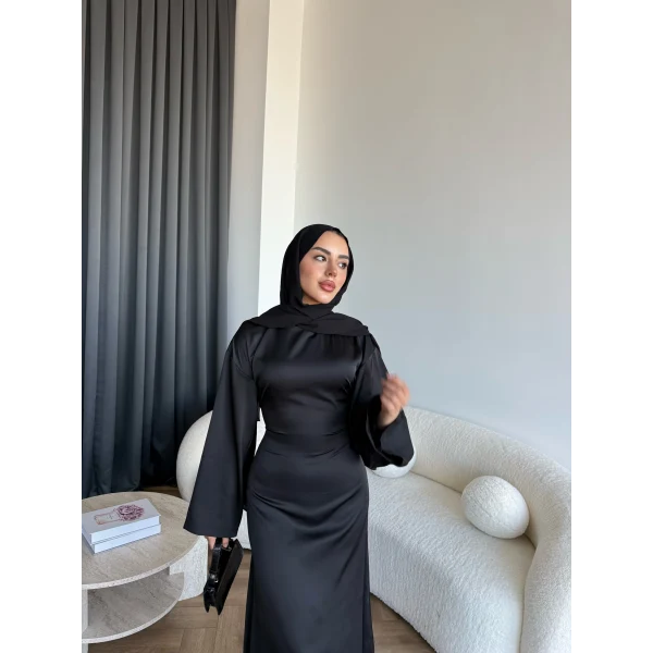 Pln- Aslıhan Saten Elbise - Siyah