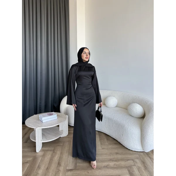 Pln- Aslıhan Saten Elbise - Siyah