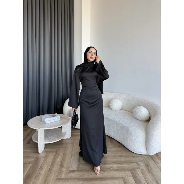 Pln- Aslıhan Saten Elbise - Siyah