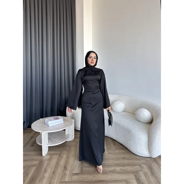 Pln- Aslıhan Saten Elbise - Siyah