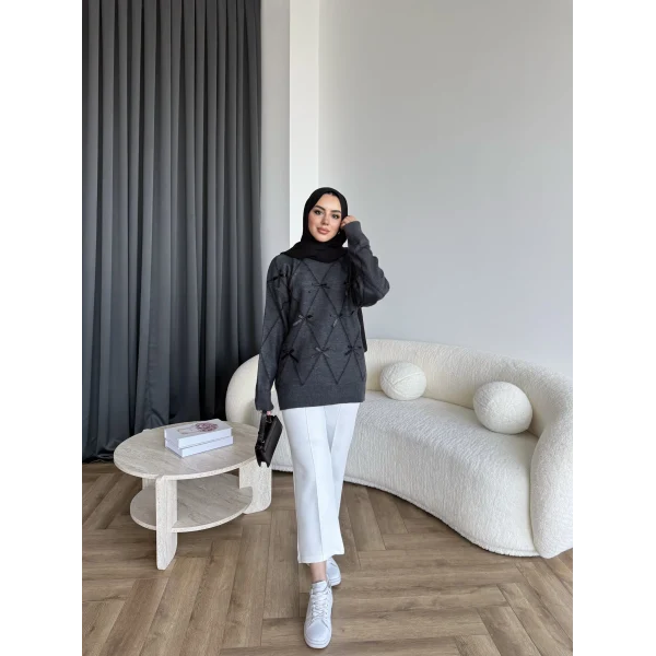 Pls-Kurdele Detay Triko Kazak - Antrasit