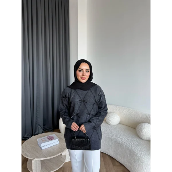 Pls-Kurdele Detay Triko Kazak - Antrasit