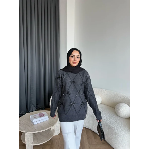 Pls-Kurdele Detay Triko Kazak - Antrasit
