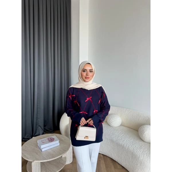 Pls-Kurdele Detay Triko Kazak - Lacivert