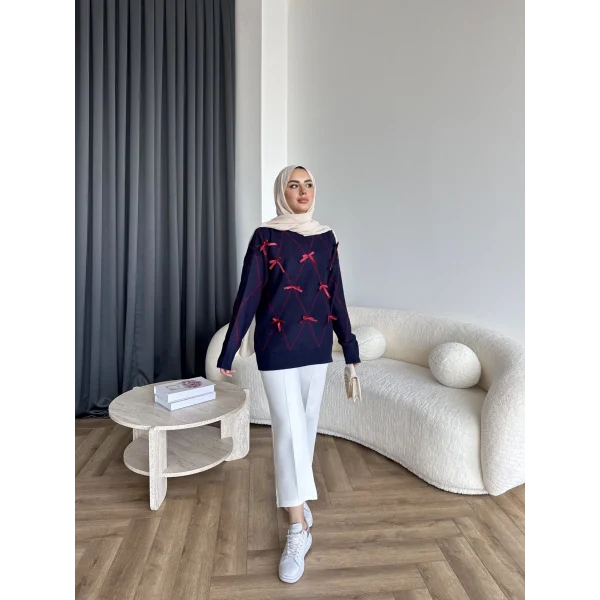 Pls-Kurdele Detay Triko Kazak - Lacivert