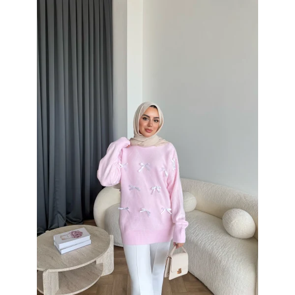 Pls-Kurdele Detay Triko Kazak - Pembe