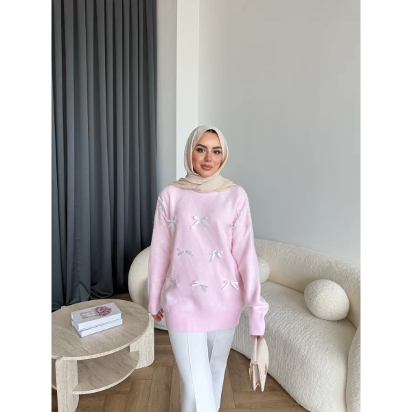 Pls-Kurdele Detay Triko Kazak - Pembe