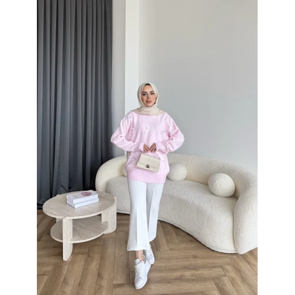 Pls-Kurdele Detay Triko Kazak - Pembe