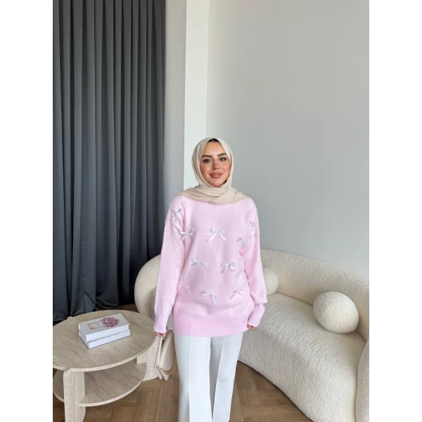 Pls-Kurdele Detay Triko Kazak - Pembe
