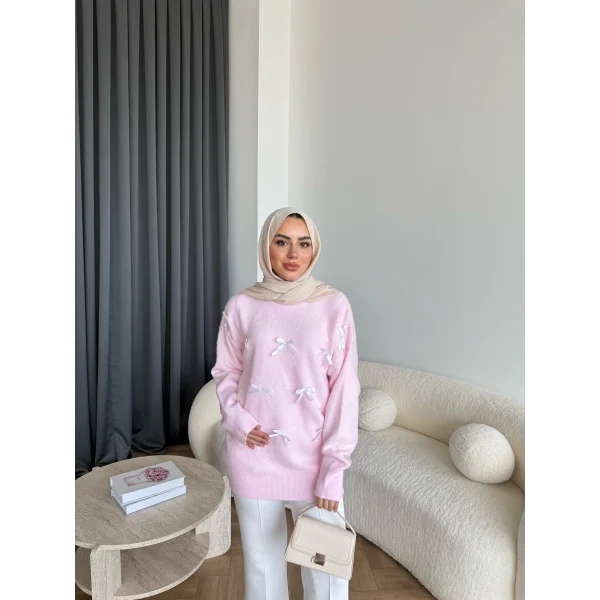 Pls-Kurdele Detay Triko Kazak - Pembe