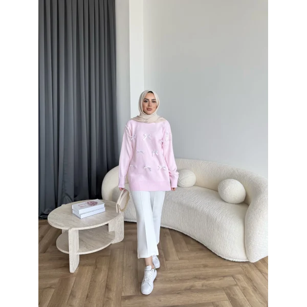 Pls-Kurdele Detay Triko Kazak - Pembe