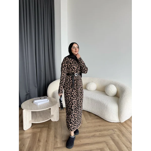Pls Leopar Elbise - Koyu
