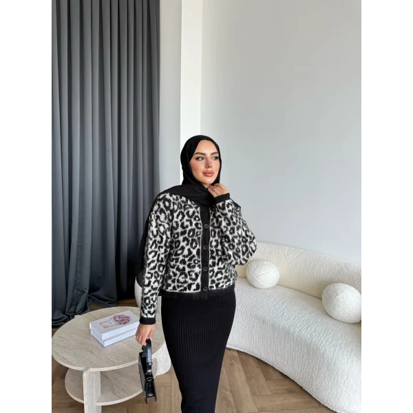 Pls-Leopar Jile Elbise - Beyaz