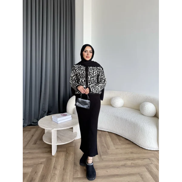 Pls-Leopar Jile Elbise - Beyaz