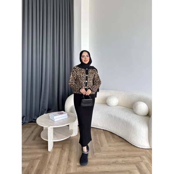 Pls-Leopar Jile Elbise - Camel