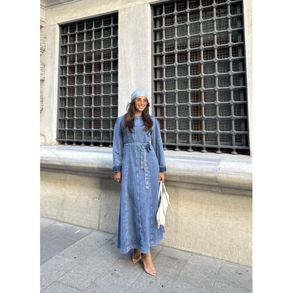 Radi Kot Elbise - Açık Mavi