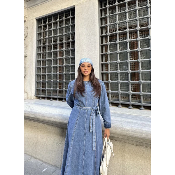 Radi Kot Elbise - Açık Mavi