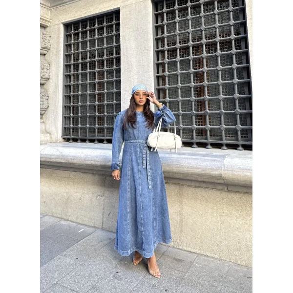 Radi Kot Elbise - Açık Mavi