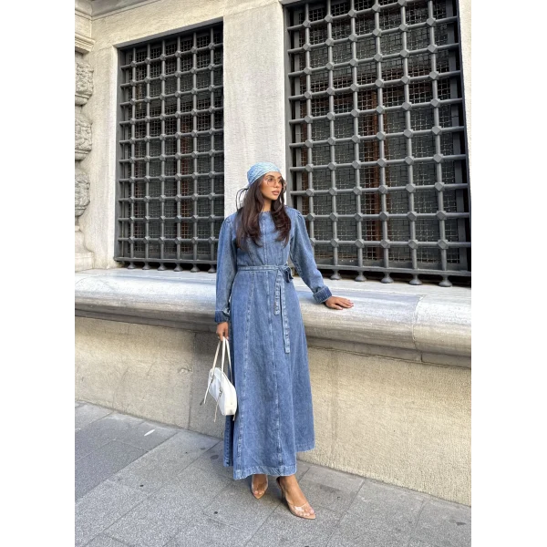 Radi Kot Elbise - Açık Mavi