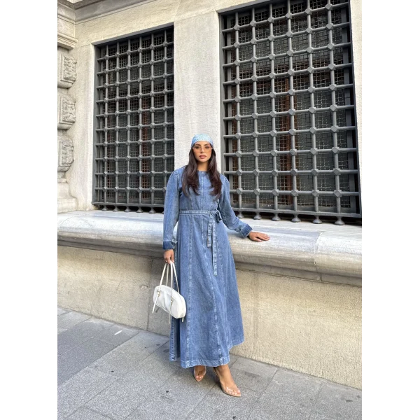 Radi Kot Elbise - Açık Mavi