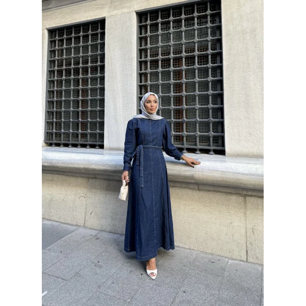 Radi Kot Elbise - Koyu Mavi