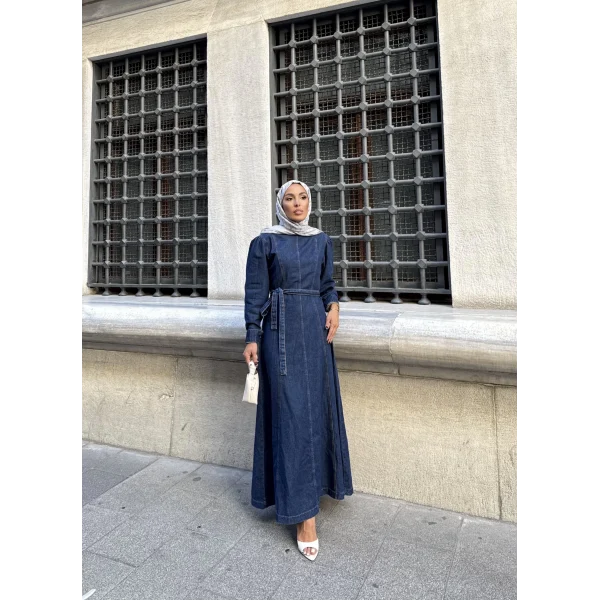 Radi Kot Elbise - Koyu Mavi