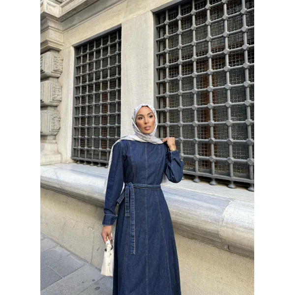 Radi Kot Elbise - Koyu Mavi