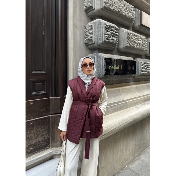 Riva Arka Kısmı Triko Yelek - Bordo