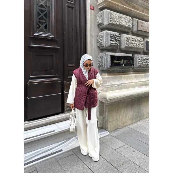 Riva Arka Kısmı Triko Yelek - Bordo