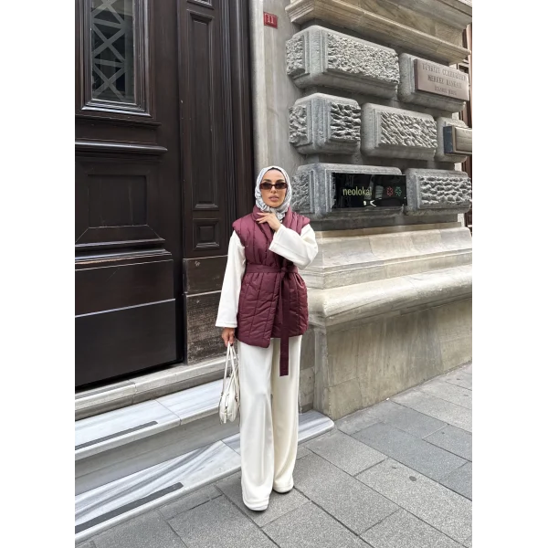 Riva Arka Kısmı Triko Yelek - Bordo