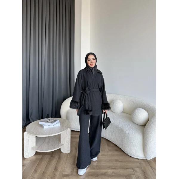 Rorys Kürk Detaylı Takım - Antrasit